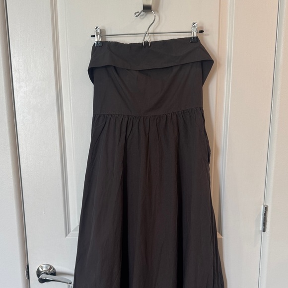 Zara Elegant Charcoal Poplin Strapless Maxi Dress - Picture 3 of 7